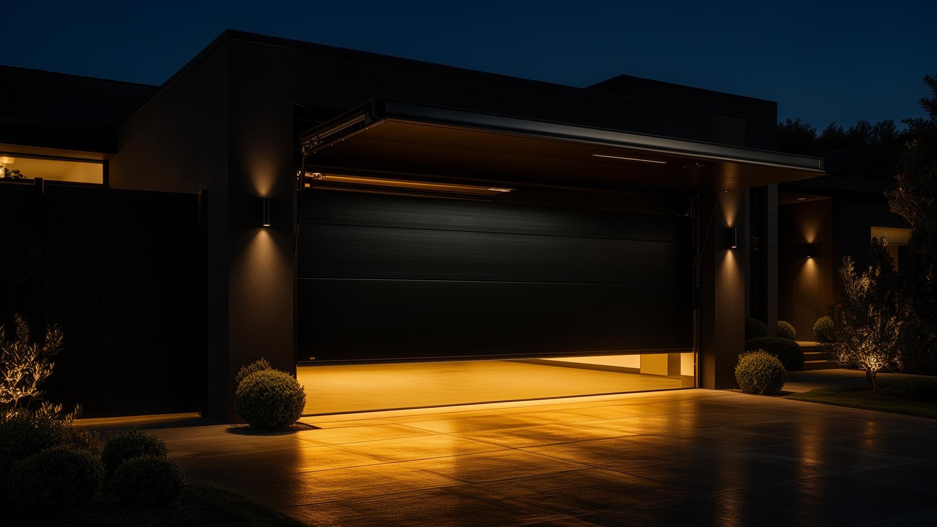 Premium garage door at night